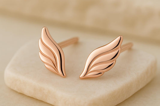 Sterling Silver Angel Wing Stud Earrings | 925 Minimalist Feather Earrings | Gift for Her