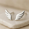 Sterling Silver Angel Wing Stud Earrings | 925 Minimalist Feather | Celestial Guardian Gift for Her