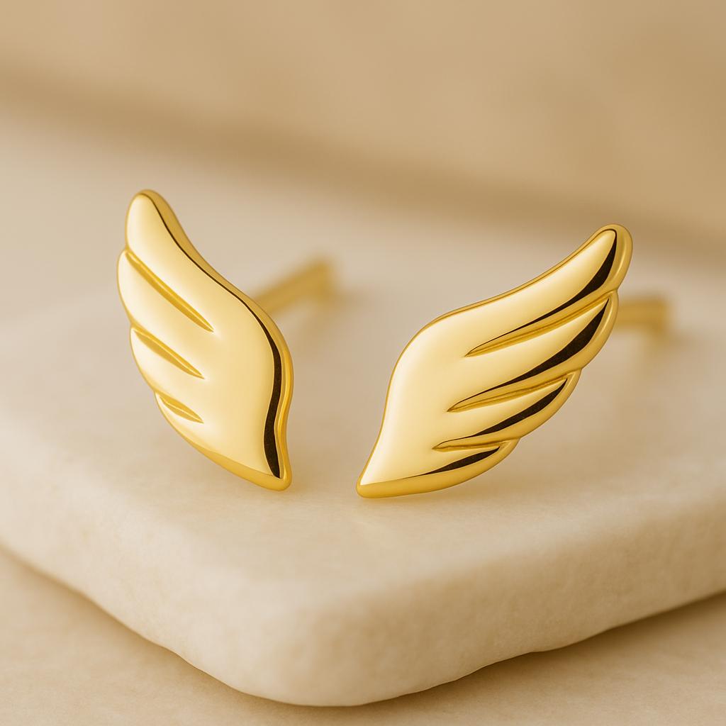 Sterling Silver Angel Wing Stud Earrings | 925 Minimalist Feather | Celestial Guardian Gift for Her
