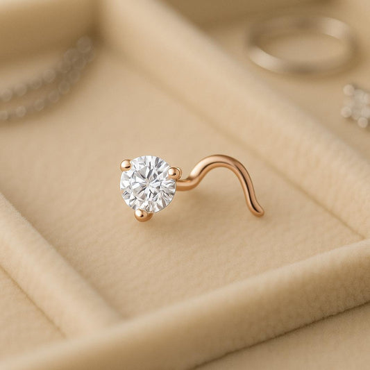 925 Silver CZ Nose Pin Prong Set Dainty Sparkle Minimal Nose Jewelry