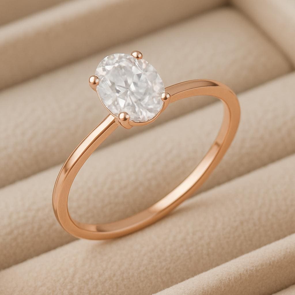 Sterling Silver Oval CZ | 925 Solitaire Engagement Ring | Minimalist Promise Ring for Women
