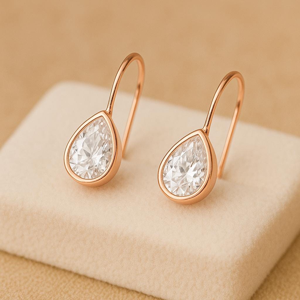 Sterling Silver Teardrop CZ Earrings | 925 Pear Cut Drop Earrings | Elegant Minimalist Bridal Jewelry