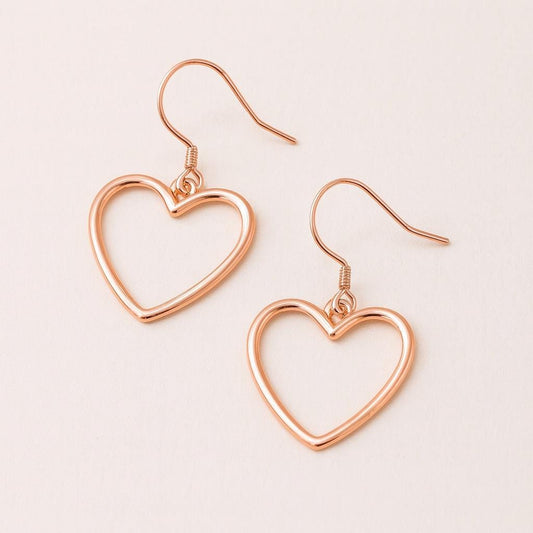 Sterling Silver Heart Outline Earrings Minimalist Romantic Dangles