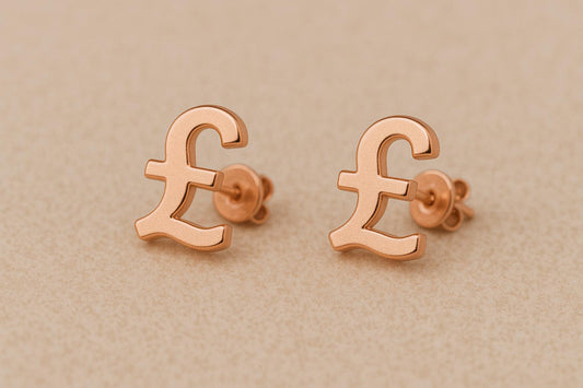 Pound Sign Stud Earrings 925 Silver | UK Currency Symbol | Minimalist Earrings | Unisex Jewelry Gift