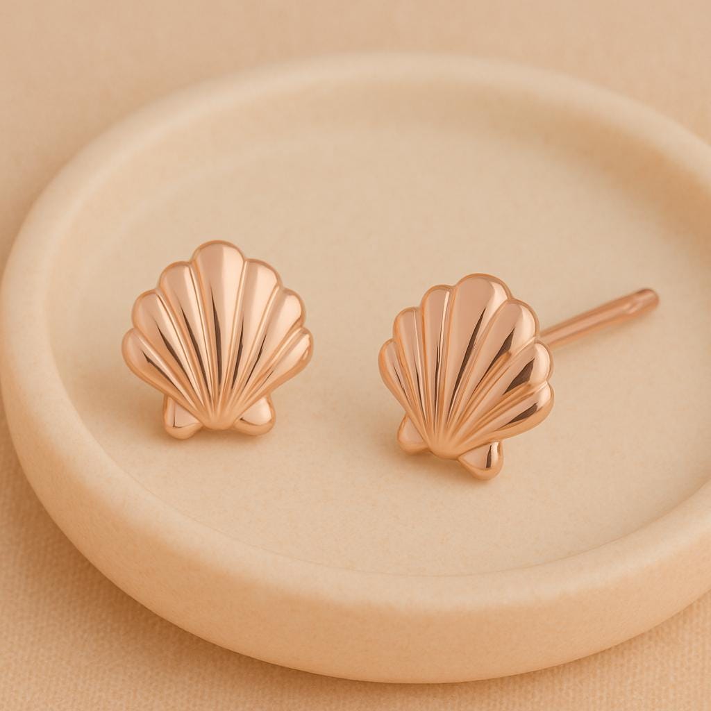 Seashell Stud 925 Silver ewelry | Minimalist Studs | Tiny Sea Shell Earrings for Women & Girls
