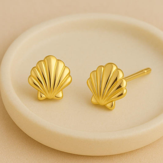 Seashell Stud 925 Silver ewelry | Minimalist Studs | Tiny Sea Shell Earrings for Women & Girls