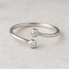 Sterling Silver Open CZ Ring • 925 Minimal Bezel Ring • Dainty Adjustable Duo Stone •