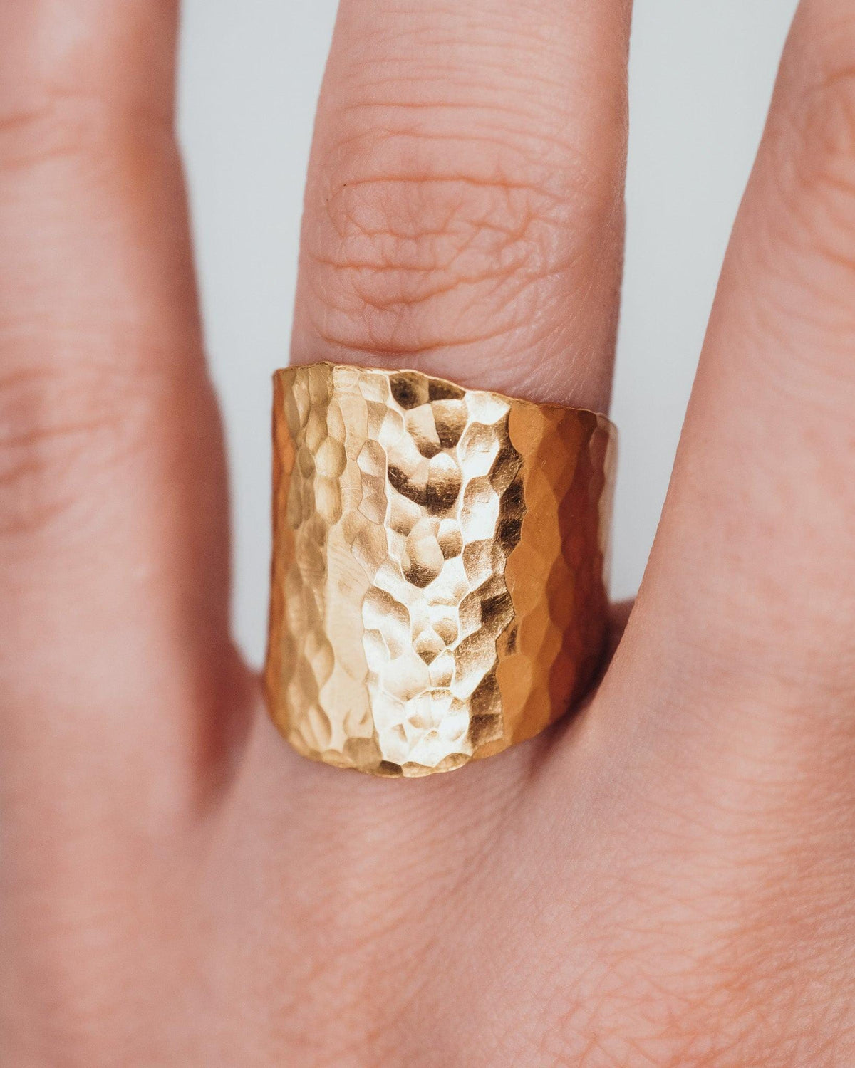 Hammered Ring | Wide Band Textured | Chunky Statement Ring | Modern for Women