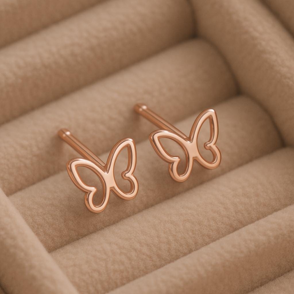925 Silver Butterfly Studs ⢠Minimal Outline Earrings ⢠Daily Wear Studs