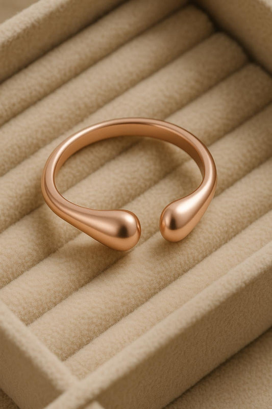 925 Silver Teardrop Ring Minimalist Open Band Ring Modern Sculptural for Women