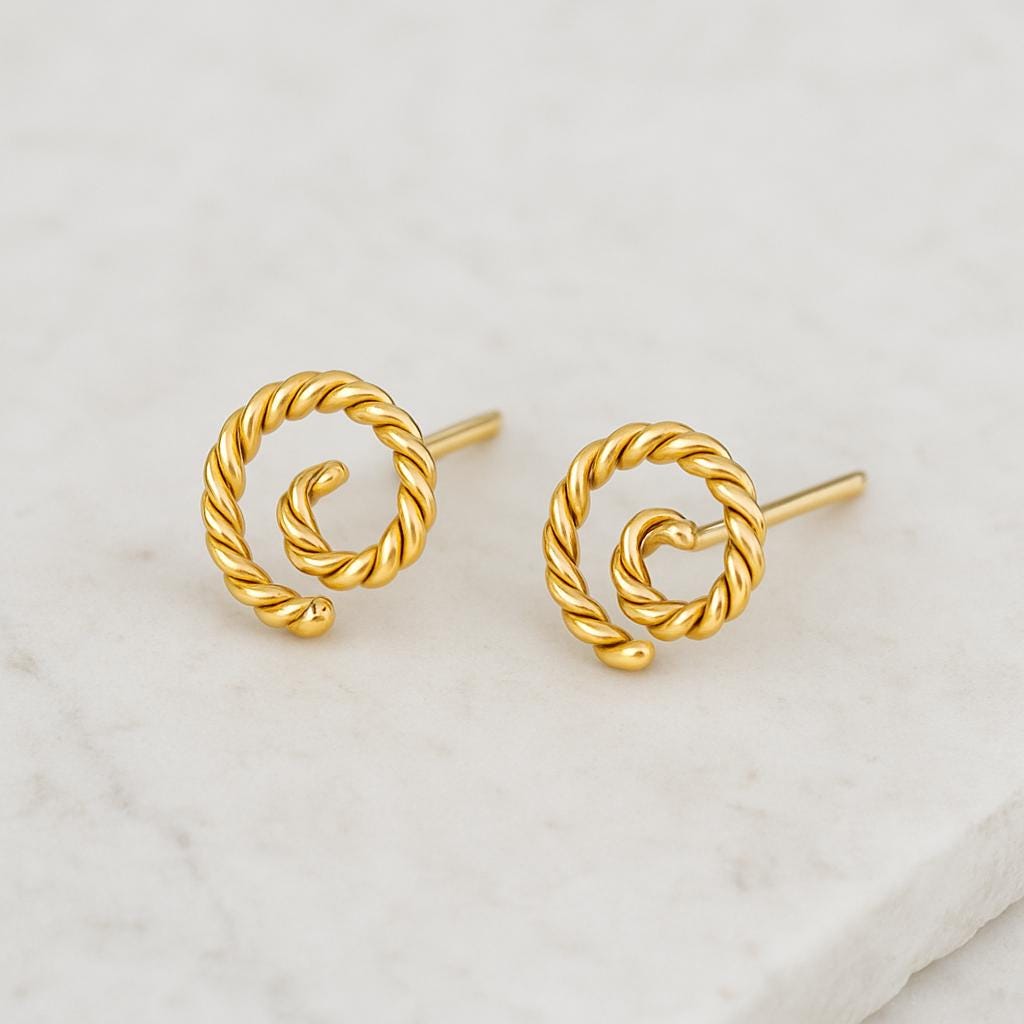 925 Silver Twisted Spiral Stud Earrings Rope Swirl Minimalist Studs Dainty for Women
