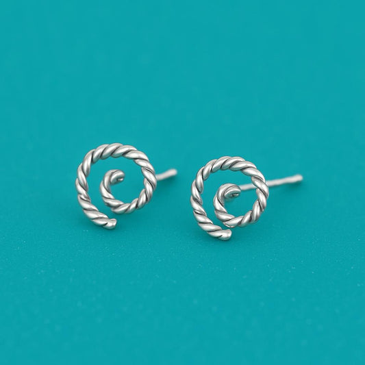 925 Silver Twisted Spiral Stud Earrings Rope Swirl Minimalist Studs Dainty for Women