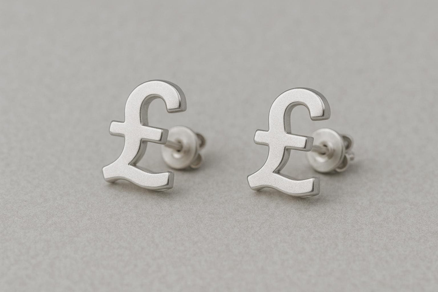 Pound Sign Stud Earrings 925 Silver | UK Currency Symbol | Minimalist Earrings | Unisex Jewelry Gift