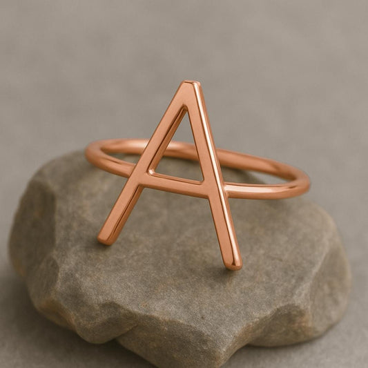 925 Silver Initial A Ring • Letter A Minimalist Ring • Personalized Dainty Band for Women