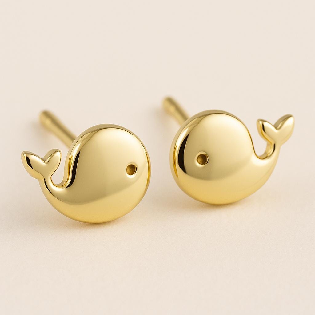 Whale Stud 925 Silver | Ocean Studs | Minimalist Sea Life Jewelry | Tiny Whale Earrings