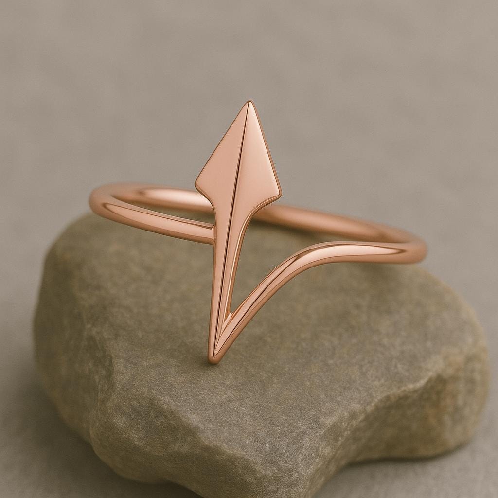 925 Silver Arrow Ring ⢠Minimalist Lightning ⢠Modern Geometric Silver Band