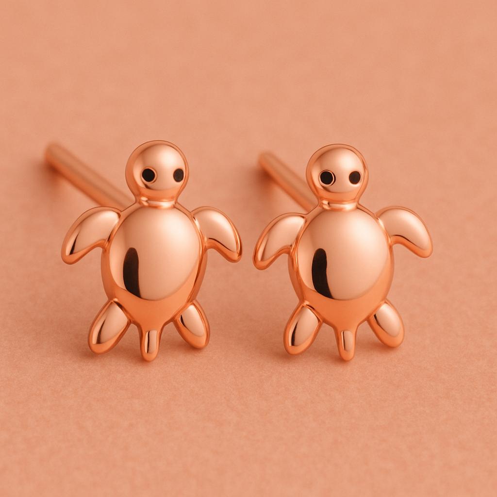 Turtle Stud 925 Silver | Sea Jewelry | Minimalist Ocean Studs | Tiny Earrings for Women & Girls