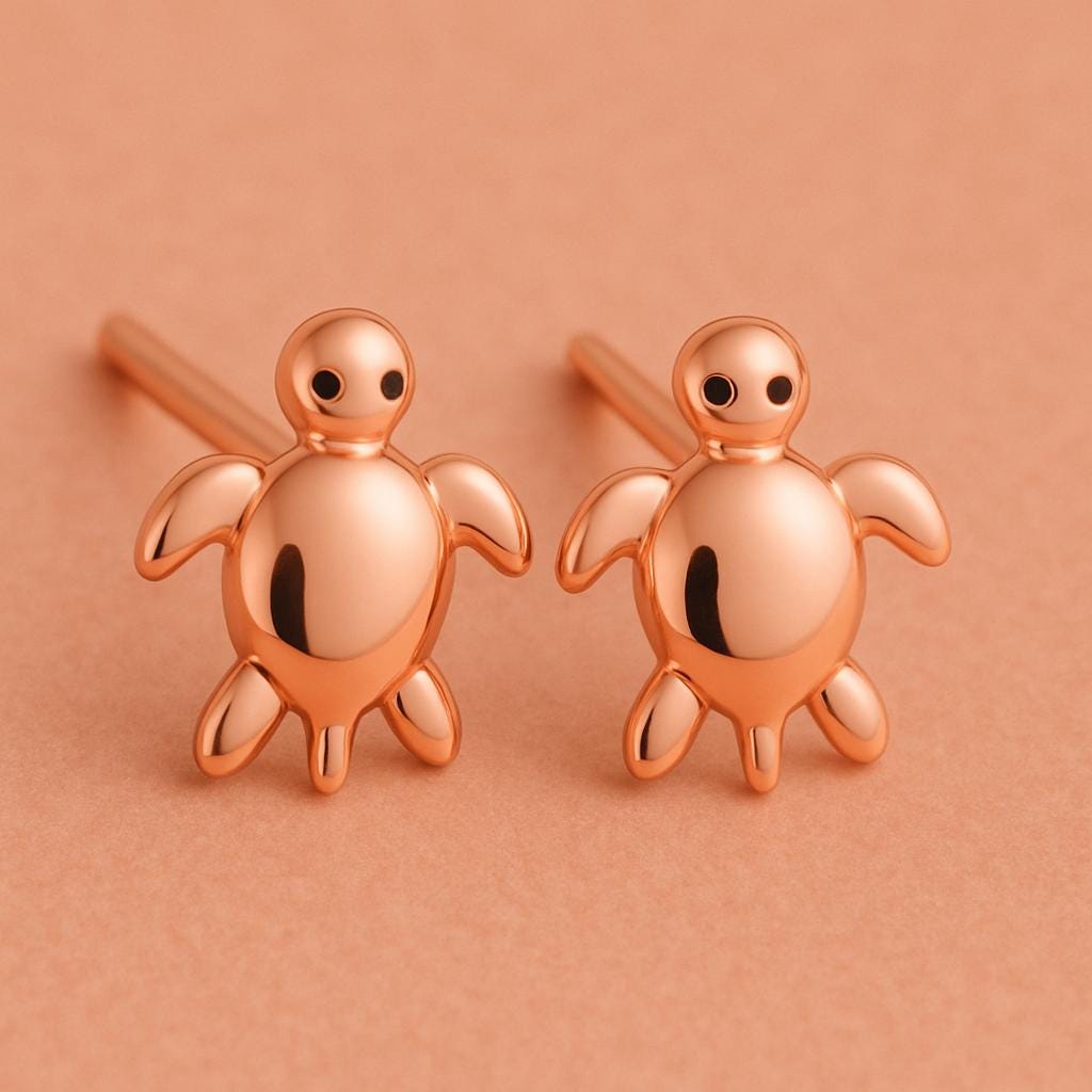 Turtle Stud 925 Silver | Sea Jewelry | Minimalist Ocean Studs | Tiny Earrings for Women & Girls