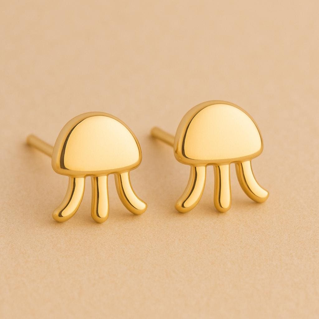 Jellyfish Stud 925 Silver | Ocean Jewelry | Minimalist Sea Studs | Tiny Earrings for Women & Girls