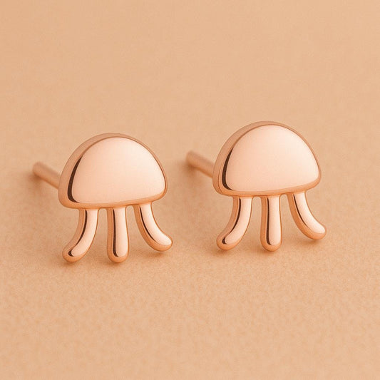 Jellyfish Stud 925 Silver | Ocean Jewelry | Minimalist Sea Studs | Tiny Earrings for Women & Girls