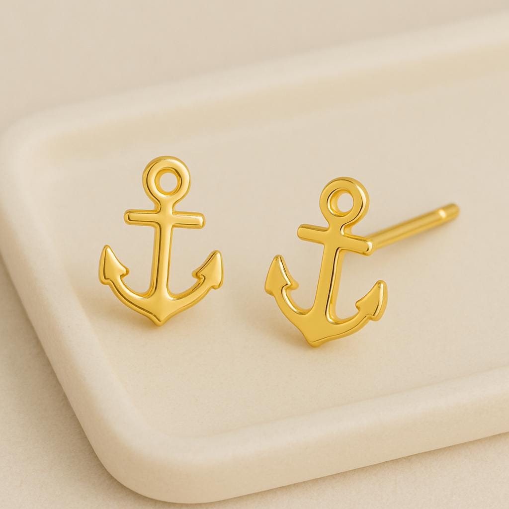 Anchor Stud 925 Silver Jewelry | Minimalist Studs | Tiny Sailor Earrings for Women & Girls