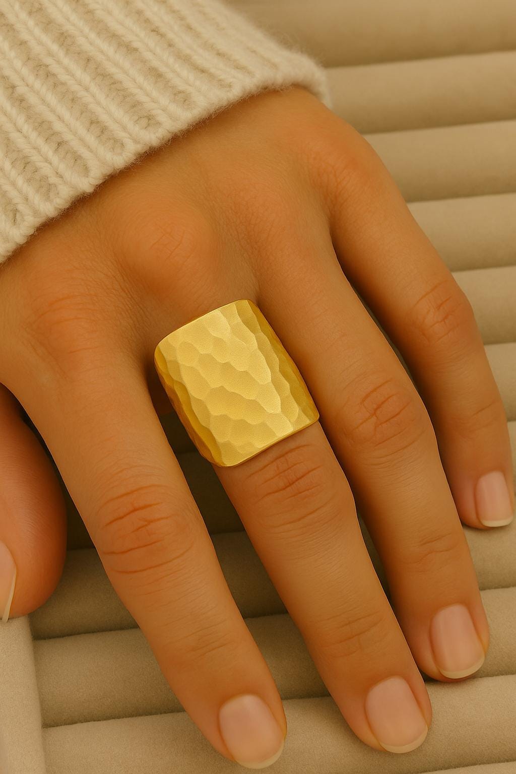 Hammered Silver Ring 925 | Wide Band Statement Ring | Textured Chunky | Modern