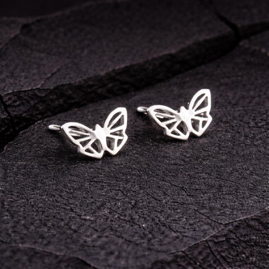925 Silver Butterfly Stud, Minimal Butterfly Studs, Tiny Earrings,