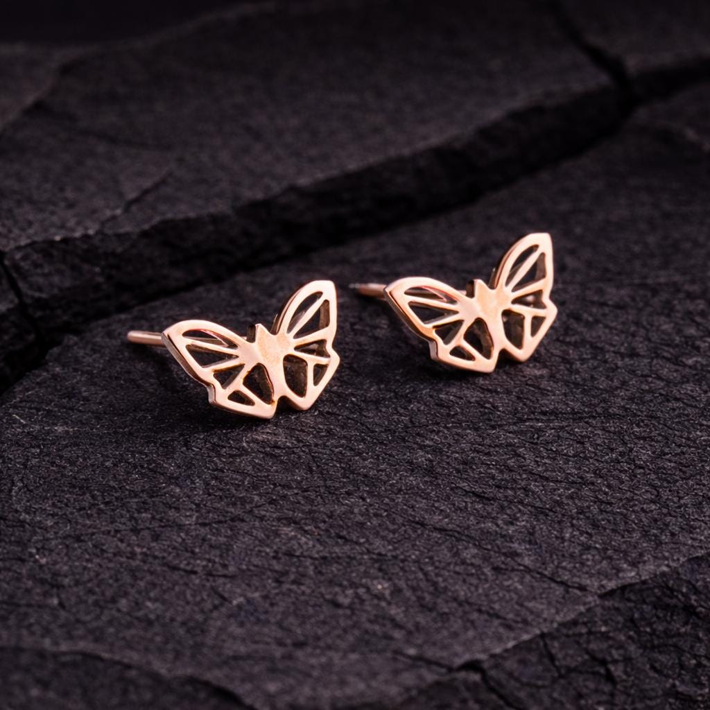 925 Silver Butterfly Stud, Minimal Butterfly Studs, Tiny Earrings,