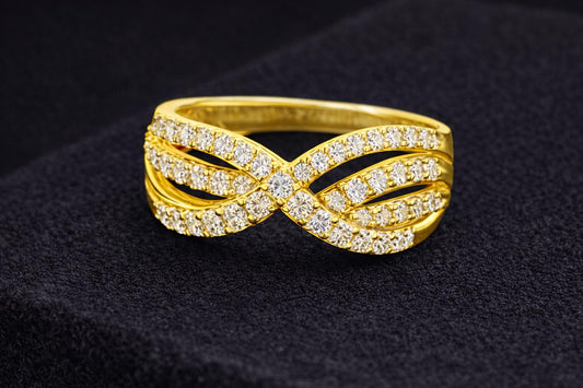 925 Silver Infinity Ring, CZ Twist Band, Sparkling Ring, Eternity Style, Gift for Her