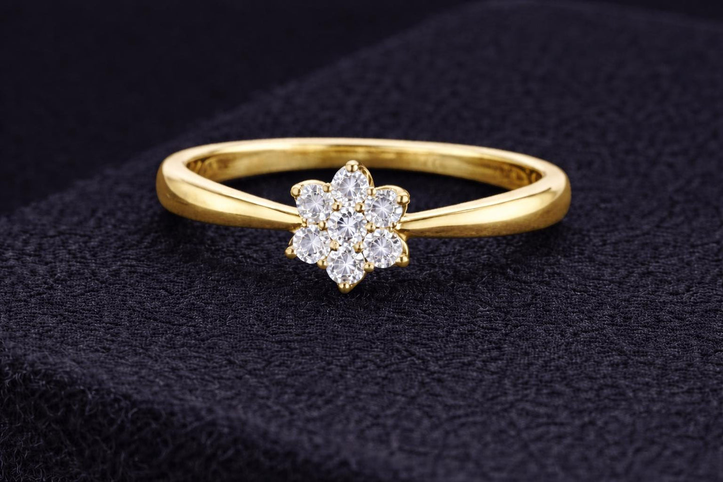 925 Sterling Silver Flower Cluster Ring CZ Diamond Promise Ring Gift