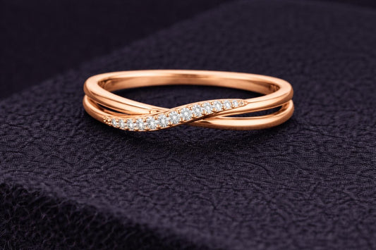 925 Sterling Silver Twisted Ring CZ Diamond Infinity Wedding Band