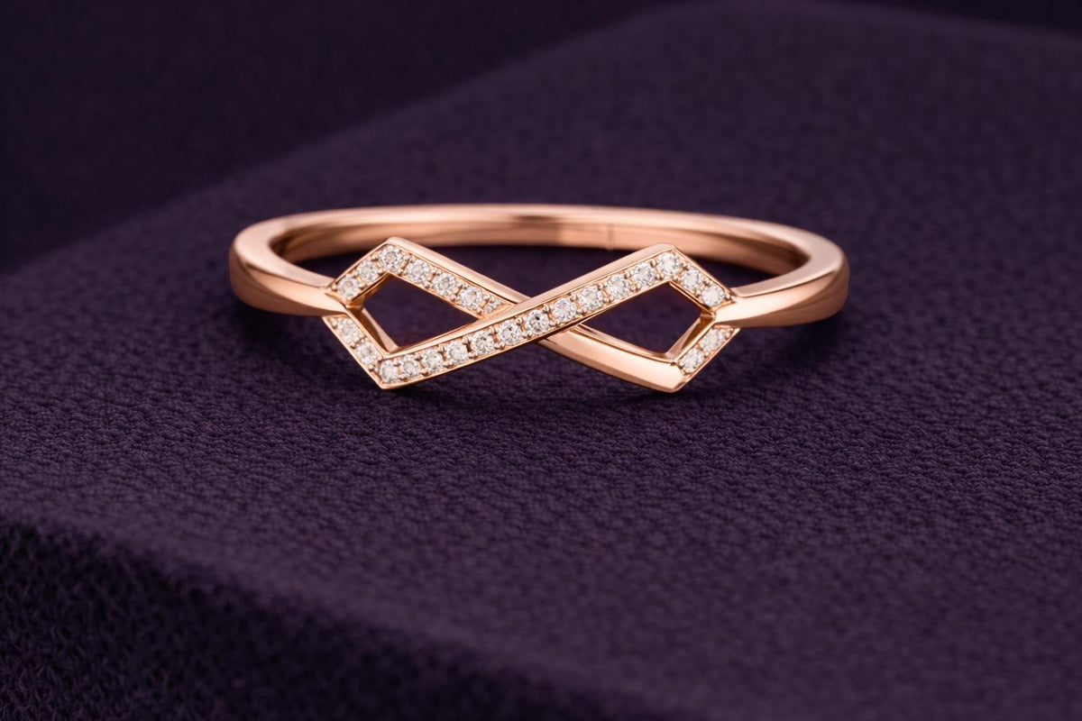 925 Sterling Silver Infinity Ring CZ Diamond Geometric Band