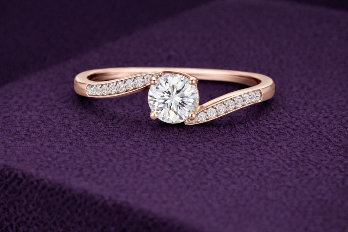 925 Sterling Silver Solitaire Ring CZ Diamond Twisted Engagement Ring