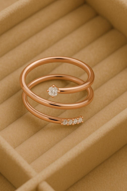 925 Silver Double Coil Ring Minimalist Spiral Band Dainty Open Ring for Women
