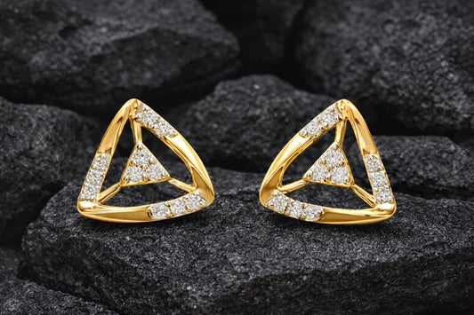 Triangle CZ Stud Earrings 925 Silver | Geometric Studs | Minimal Earrings | Dainty Diamond Look