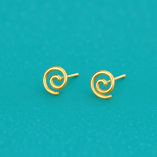 925 Silver Spiral Stud Earrings Minimalist Swirl Earrings Everyday Jewelry