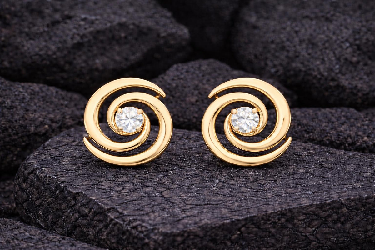 Spiral CZ Stud Earrings 925 Silver | Swirl Studs | Minimal Earrings | Dainty Diamond Look