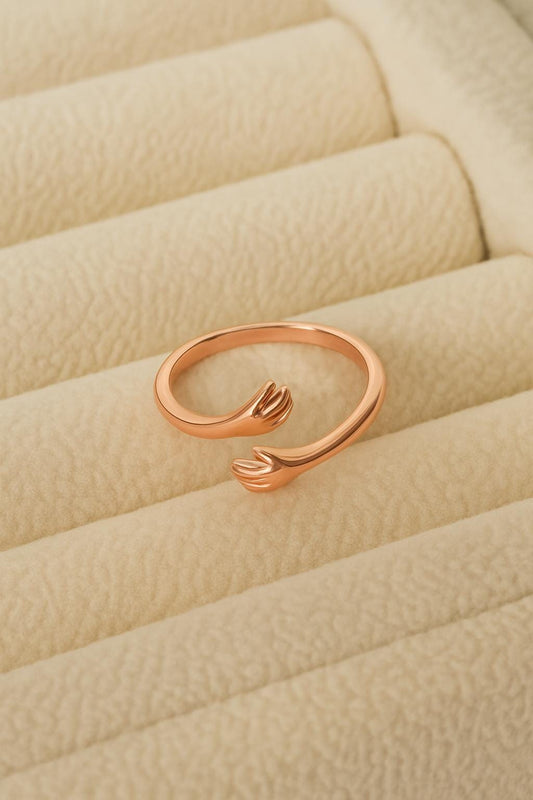 925 Silver Hug Ring Adjustable Hands Ring Minimalist Open Band Gift for Women