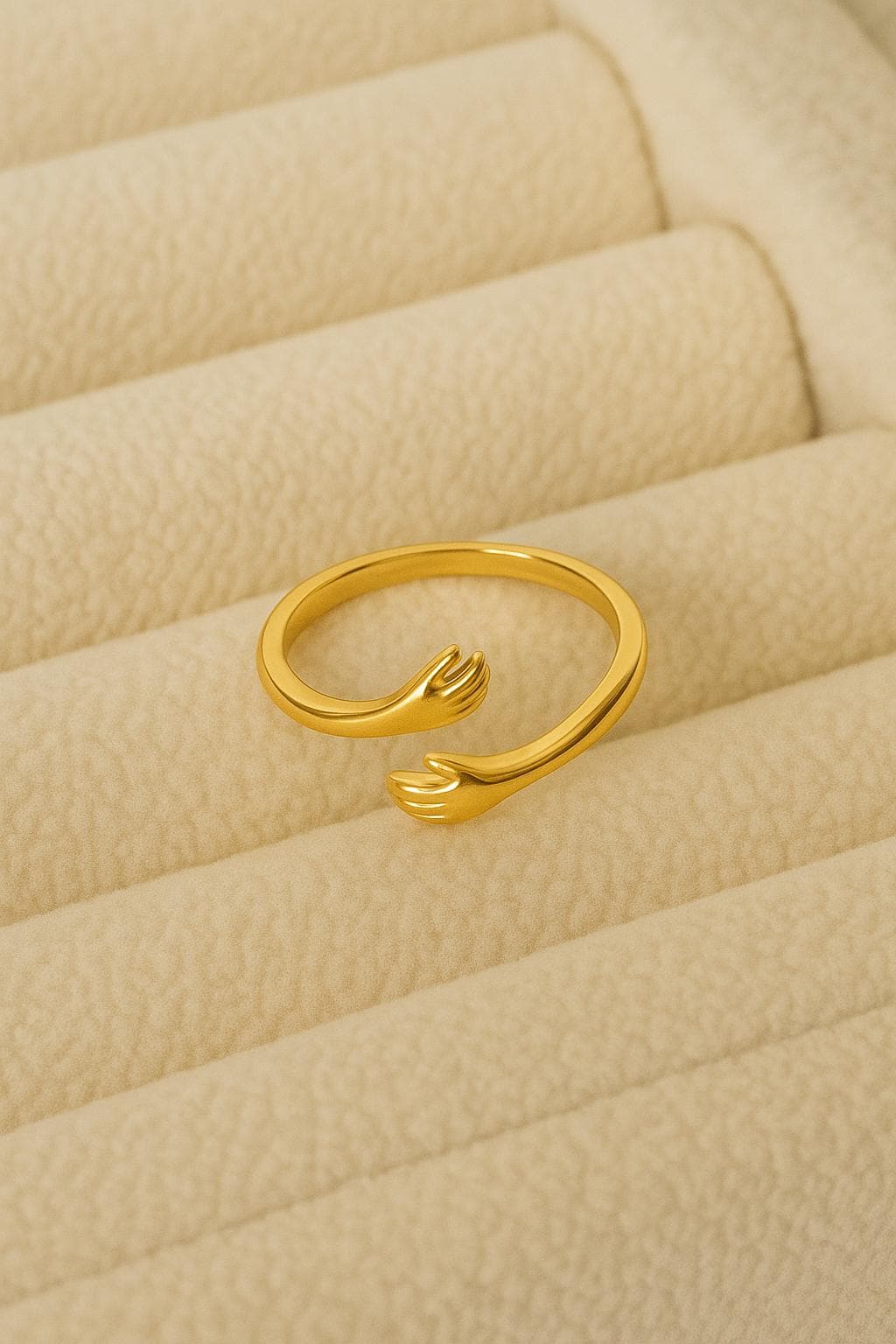 925 Silver Hug Ring Adjustable Hands Ring Minimalist Open Band Gift for Women