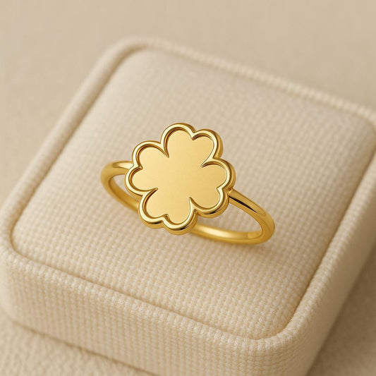 Sterling Silver Four Leaf Clover Ring • Minimalist Good Luck Jewelry