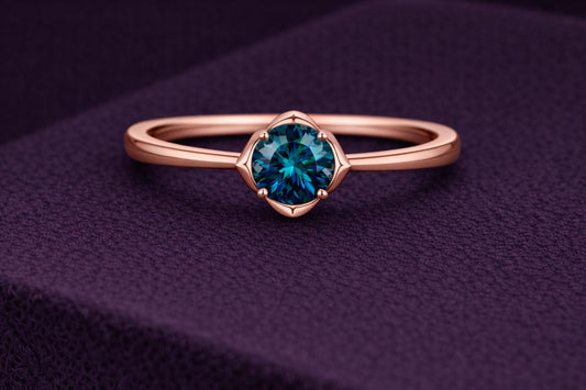 London Blue Topaz 925 Silver | Round Solitaire Ring | Minimal Engagement Ring | December Birthstone
