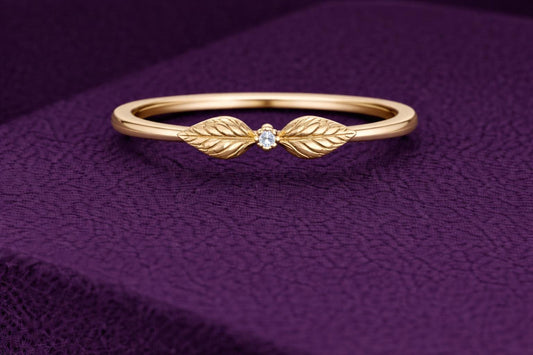 Leaf CZ Ring 925 Silver | Nature Inspired Ring | Minimal Stacking |