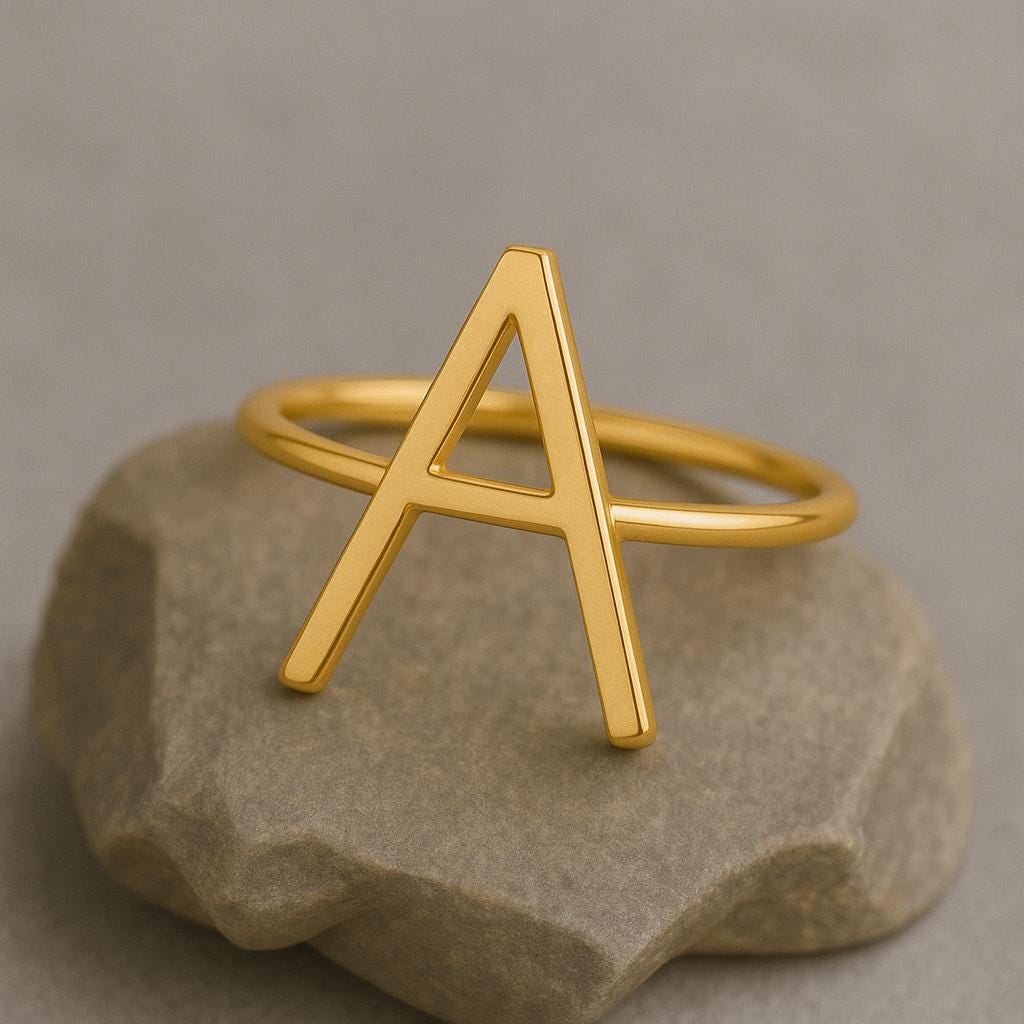 925 Silver Initial A Ring • Letter A Minimalist Ring • Personalized Dainty Band for Women