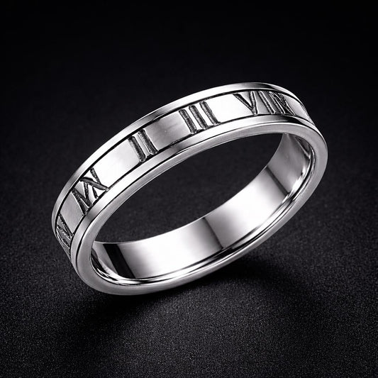 Roman Numeral Ring 925 Silver | Minimal Unisex Band | Anniversary Gift | Promise Ring