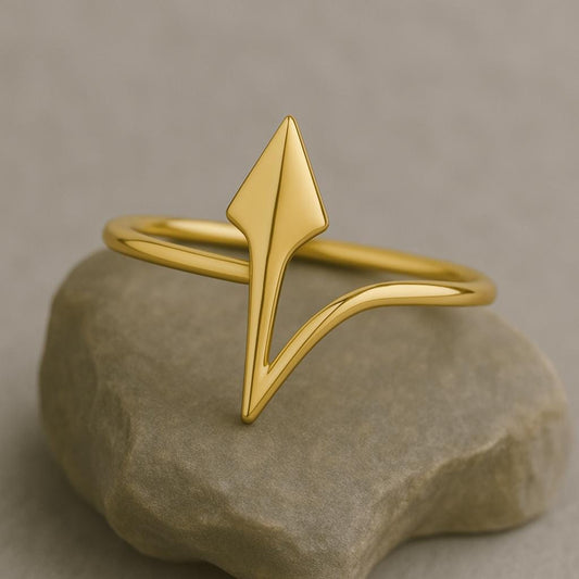 925 Silver Arrow Ring Minimalist Lightning Modern Geometric Silver Band