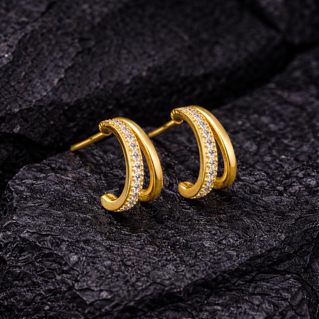 925 Silver CZ Huggie Earrings | Minimal Half Hoop | Everyday Luxury Jewelry | Gift for Her