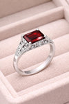 925 Silver Red Garnet | Emerald Cut | Filigree Ring | Dainty Statement Ring | Gift for Her