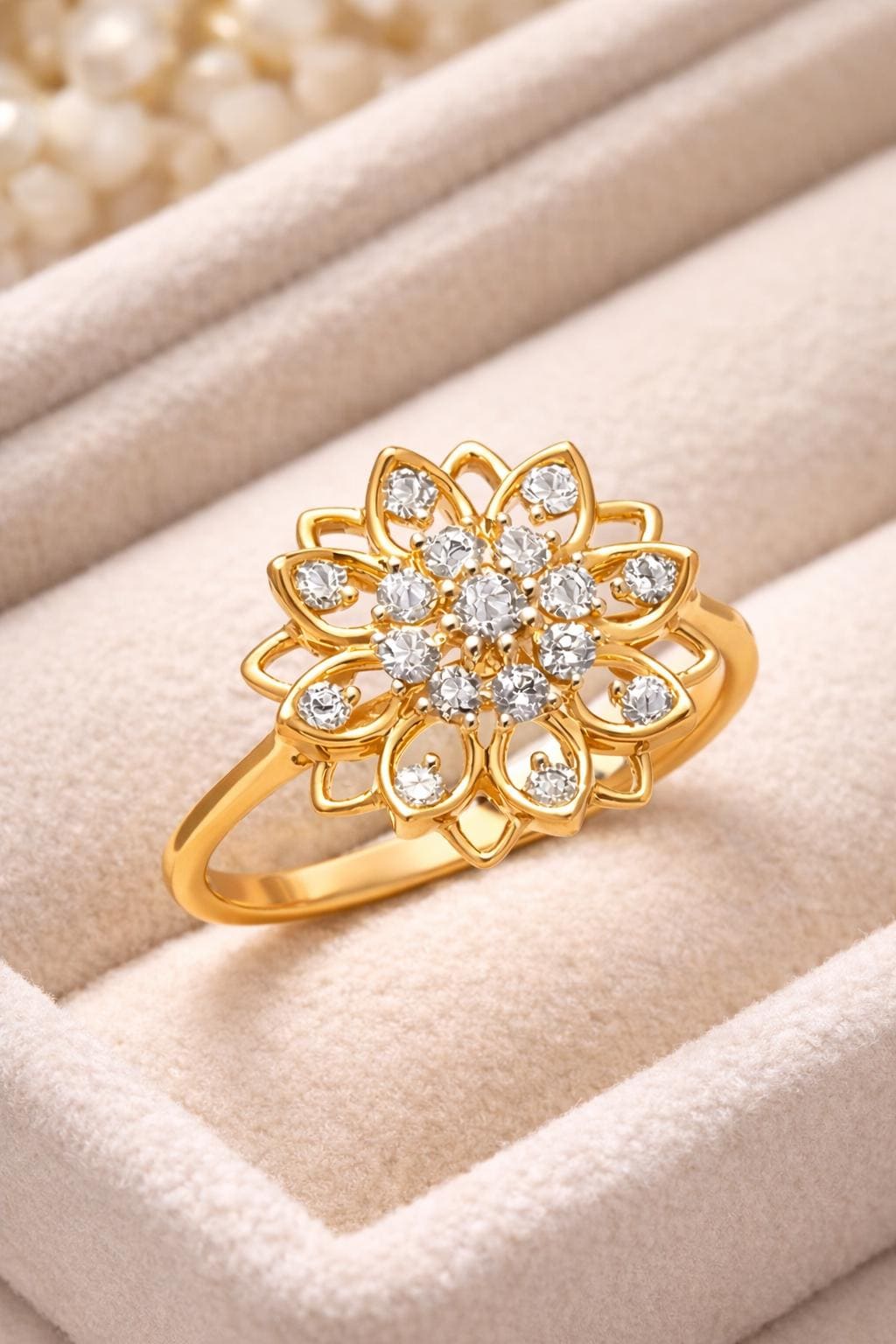 925 Silver Flower Halo Ring | CZ Floral Cluster | Dainty Statement Ring | Gift for Her