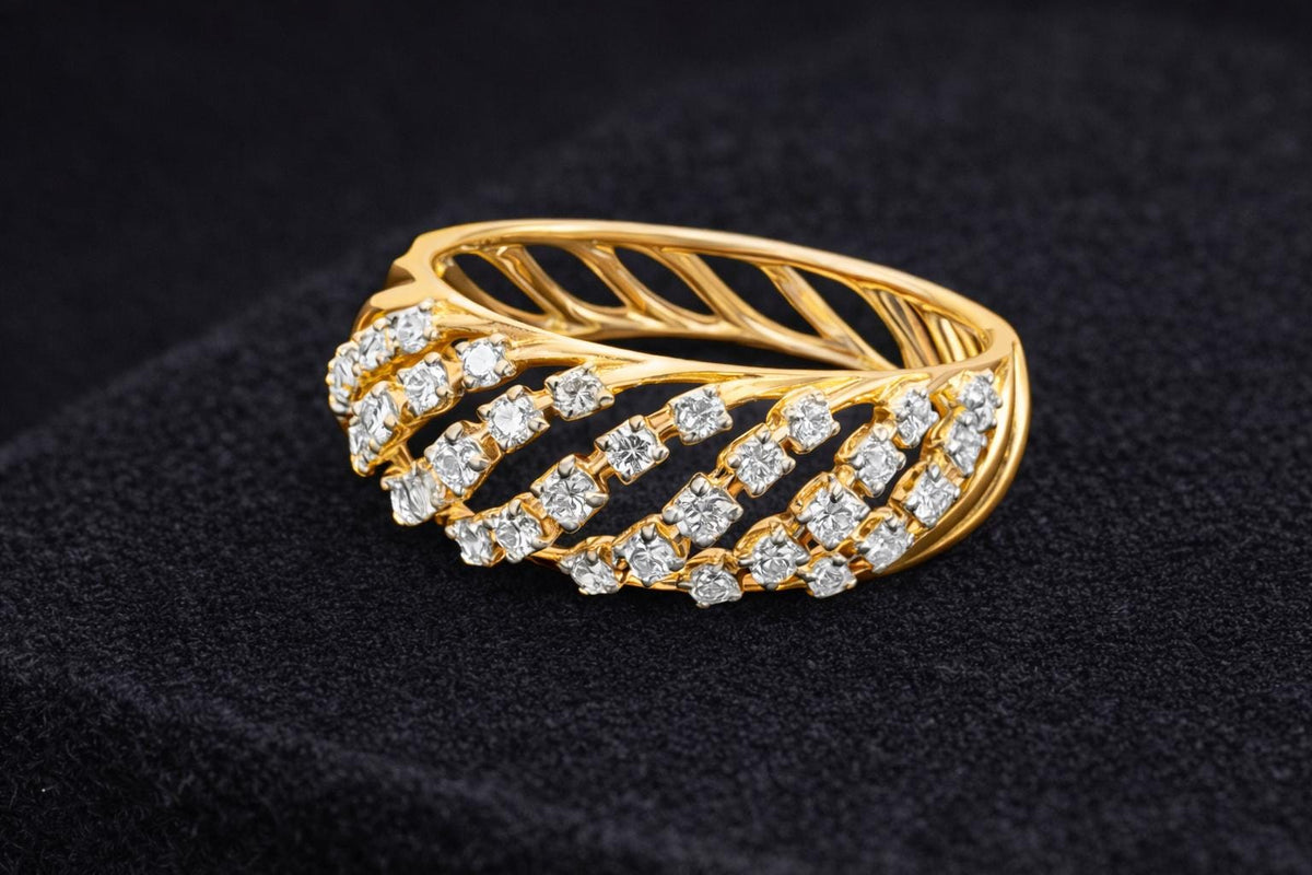 925 Silver CZ Statement Ring | Sparkling Wave Ring | Elegant Band | Gift for Her