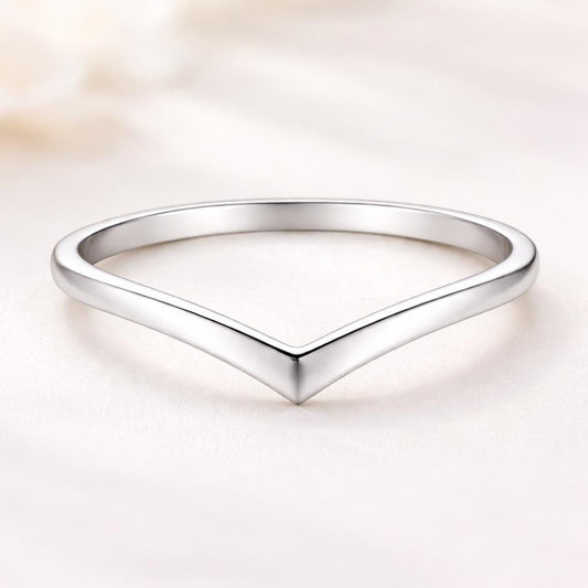 Chevron Ring 925 Silver | Minimal V Shape Band | Stacking Wedding | Modern Promise Ring
